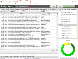 Saisie URL dans ScreamingFrog