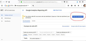 identifiants Google Analytics Reporting API