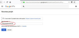 Nouveau Projet Google Console