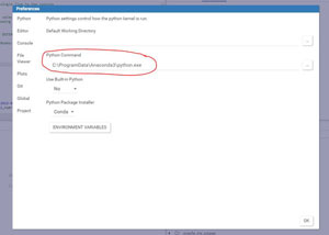 preferences Rodeo Python Path