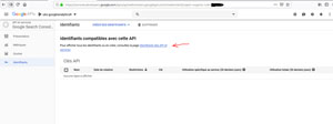 Identifiants Google Search Console API Etape 1