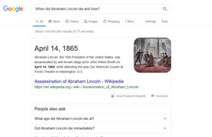 Résultats pour "When did Abraham Lincoln die and how?"