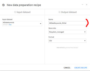 Nom du Dataset en sortie