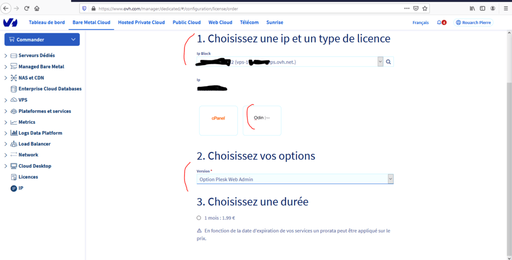 choix IP/VPS et Licence