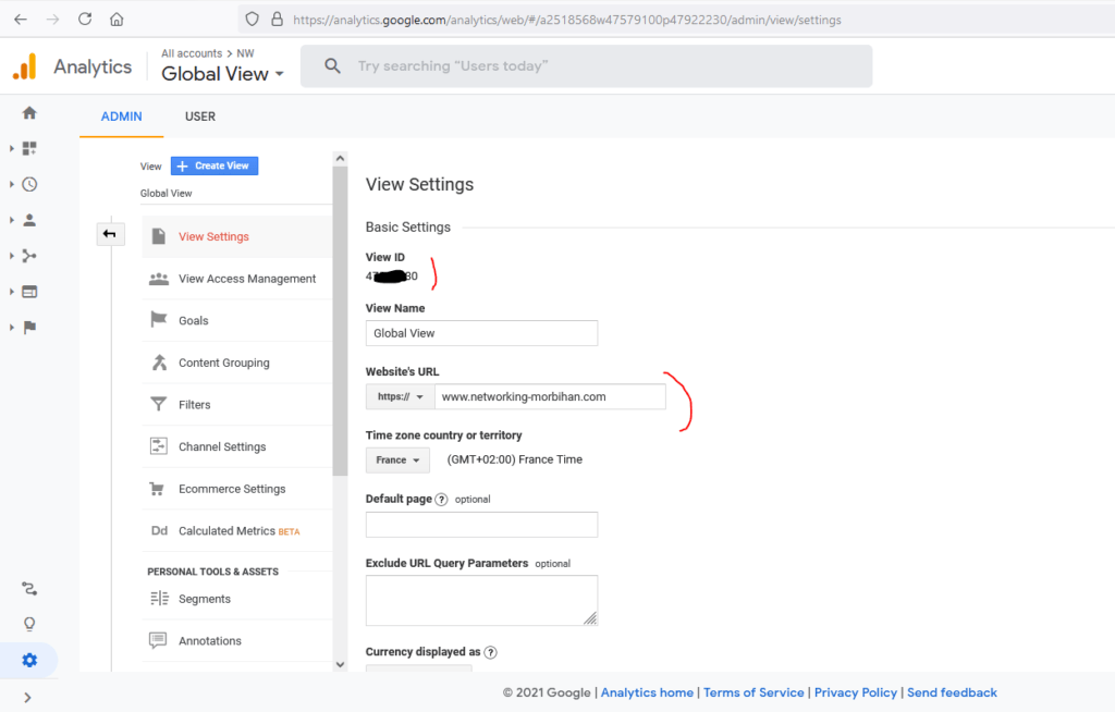 Google Analytics - ID de vue 